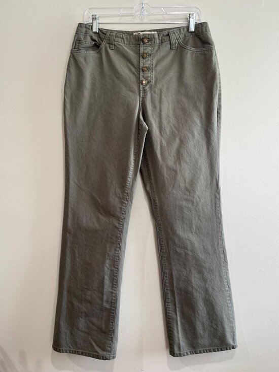 Faded Glory Pants - Faded Glory Vtg 90s High Rise Pants Womens 10 Olive Green Button Fly 100% Cotton